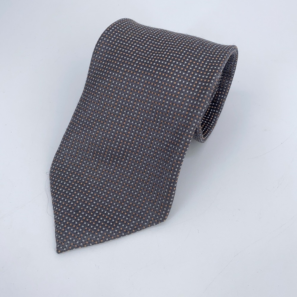 Giorgio Armani Tie Mens OS Gray Brown Dotted Silk Classic Fit Necktie Italy Made